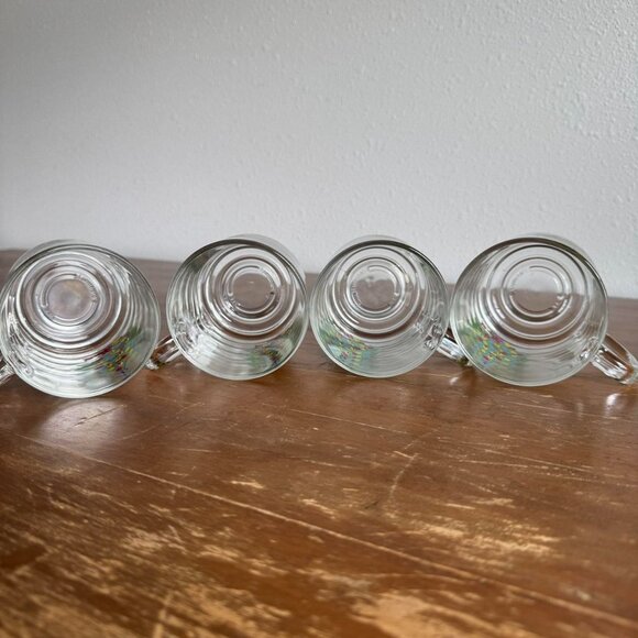 Set of 4 Vintage Luminarc Christmas Tree Mugs, Clear Glass Holiday Cups - Picture 7 of 8